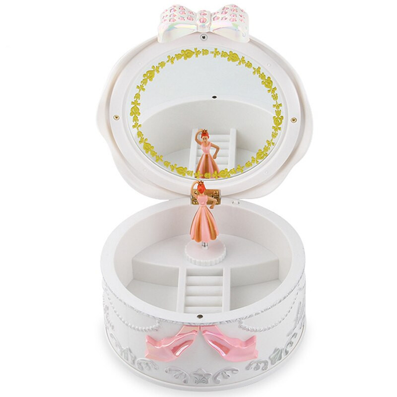Mergaičių muzikinės papuošalų dėžutės Balerina besisukanti muzikinė dėžutė gramofoniniai žaislai vaikams Vaikai gimtadienio dovanos balta