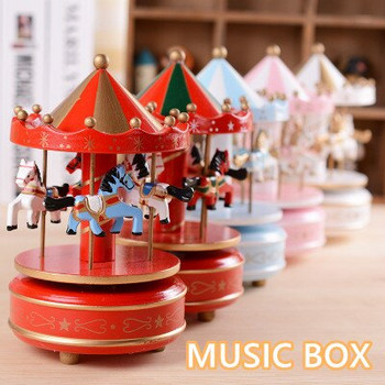 μουσικά κουτιά καρουζέλ Γεωμετρική μουσική διακόσμηση βρεφικού δωματίου Δώρα Unisex Ξύλινο χριστουγεννιάτικο δώρο Κουτί καρουζέλ αλόγων διακόσμηση σπιτιού 1τμχ