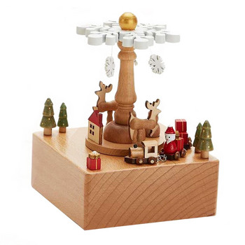Дървени навиващи се музикални кутии Коледна тематика Часовников механичен механичен музикален механизъм за деца Домашен декор Празнична годишнина