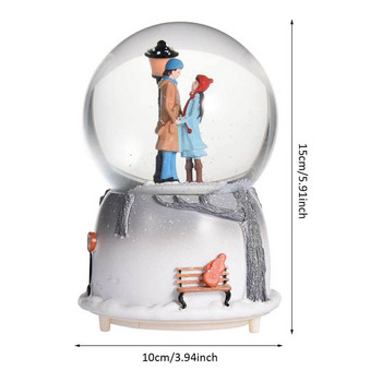 Snow Globe Music Box Couple Crystal Ball Music Box Sky City Music Crystal Ball Δώρο με πολύχρωμα φώτα & αυτόματες νιφάδες χιονιού