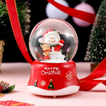 Снежна Коледа Светлини от кристална топка Музикална кутия Снежинка Елк Дядо Коледа Шейна Кабина Празнични подаръци Декорация на дома Въртележка