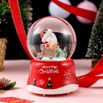 Снежна Коледа Светлини от кристална топка Музикална кутия Снежинка Елк Дядо Коледа Шейна Кабина Празнични подаръци Декорация на дома Въртележка