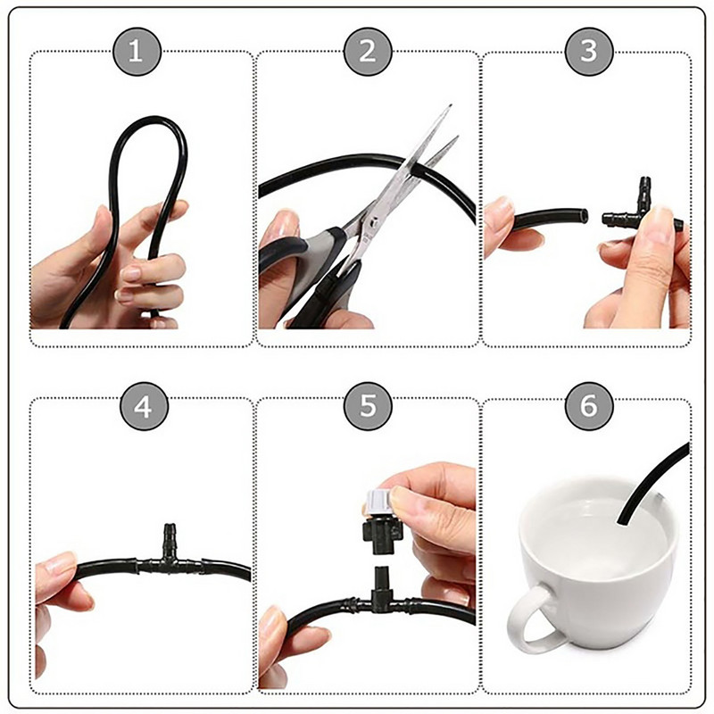 1 szett ködfúvókák öntözőrendszer Hordozható permetező automatikus öntözés 10 m kerti tömlő Permetezőfej 4/7 mm-es pólóval és csatlakozóval