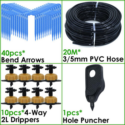 Üvegházhatású csepegtető öntözés 4-utas 2L 4L 8L 3/5 mm-es tömlő Arrow Kit Növénycserép Kerti Gyep öntözési kanyar csepegtető öntöző távadó
