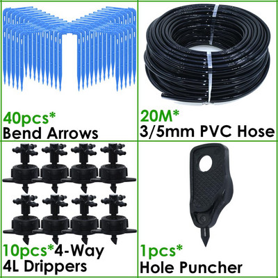 Üvegházhatású csepegtető öntözés 4-utas 2L 4L 8L 3/5 mm-es tömlő Arrow Kit Növénycserép Kerti Gyep öntözési kanyar csepegtető öntöző távadó