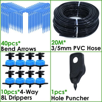 Üvegházhatású csepegtető öntözés 4-utas 2L 4L 8L 3/5 mm-es tömlő Arrow Kit Növénycserép Kerti Gyep öntözési kanyar csepegtető öntöző távadó
