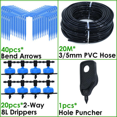 Üvegházhatású csepegtető öntözés 4-utas 2L 4L 8L 3/5 mm-es tömlő Arrow Kit Növénycserép Kerti Gyep öntözési kanyar csepegtető öntöző távadó