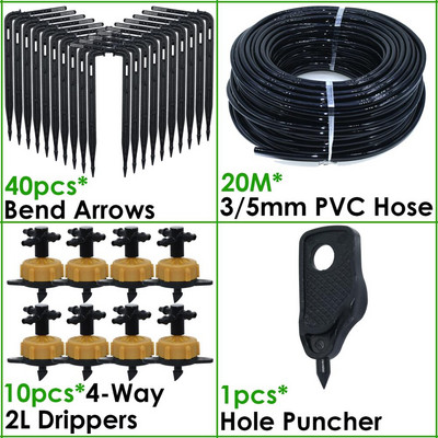 Üvegházhatású csepegtető öntözés 4-utas 2L 4L 8L 3/5 mm-es tömlő Arrow Kit Növénycserép Kerti Gyep öntözési kanyar csepegtető öntöző távadó