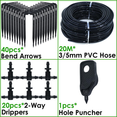 Üvegházhatású csepegtető öntözés 4-utas 2L 4L 8L 3/5 mm-es tömlő Arrow Kit Növénycserép Kerti Gyep öntözési kanyar csepegtető öntöző távadó