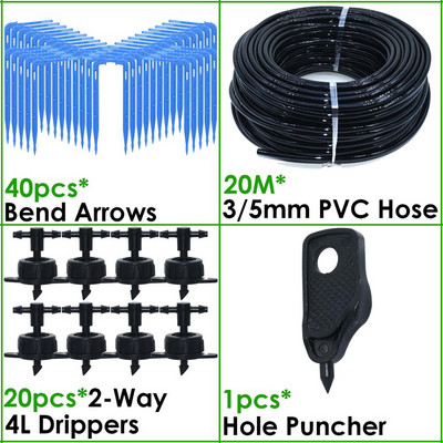 Üvegházhatású csepegtető öntözés 4-utas 2L 4L 8L 3/5 mm-es tömlő Arrow Kit Növénycserép Kerti Gyep öntözési kanyar csepegtető öntöző távadó
