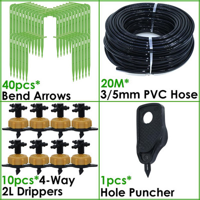 Üvegházhatású csepegtető öntözés 4-utas 2L 4L 8L 3/5 mm-es tömlő Arrow Kit Növénycserép Kerti Gyep öntözési kanyar csepegtető öntöző távadó