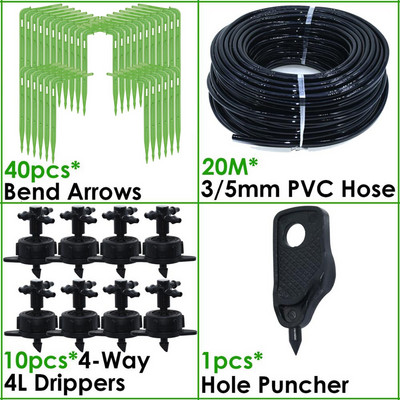 Üvegházhatású csepegtető öntözés 4-utas 2L 4L 8L 3/5 mm-es tömlő Arrow Kit Növénycserép Kerti Gyep öntözési kanyar csepegtető öntöző távadó