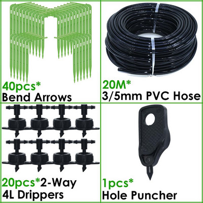 Üvegházhatású csepegtető öntözés 4-utas 2L 4L 8L 3/5 mm-es tömlő Arrow Kit Növénycserép Kerti Gyep öntözési kanyar csepegtető öntöző távadó