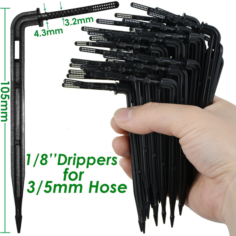 Üvegházhatású csepegtető öntözés 4-utas 2L 4L 8L 3/5 mm-es tömlő Arrow Kit Növénycserép Kerti Gyep öntözési kanyar csepegtető öntöző távadó