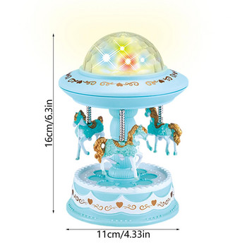 Music Boxes For Girls Carousel Music Box With Light 3-Horse Windup Toy Περιστρεφόμενο 3-Horse Windup Carousel Horse Music Box