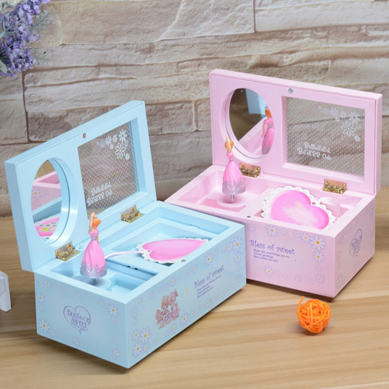 Hordozható szuvenír asztaldísz zenedoboz tároló tükör ékszertokkal Otthon Aranyos táncoló balerina esküvői gyerekeknek ajándék