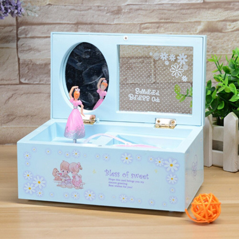 Hordozható szuvenír asztaldísz zenedoboz tároló tükör ékszertokkal Otthon Aranyos táncoló balerina esküvői gyerekeknek ajándék