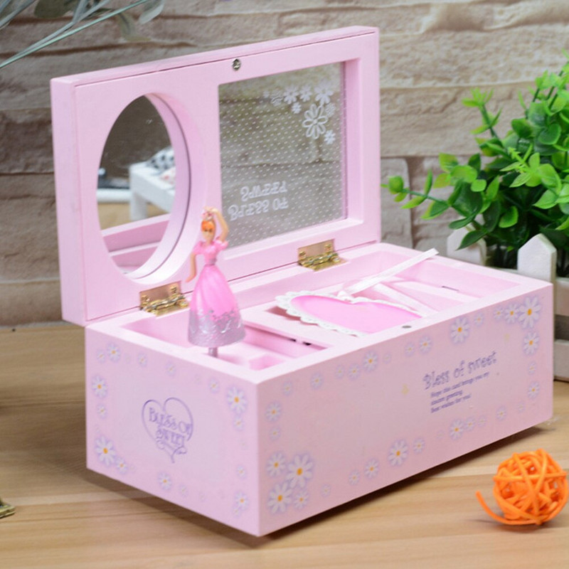 Hordozható szuvenír asztaldísz zenedoboz tároló tükör ékszertokkal Otthon Aranyos táncoló balerina esküvői gyerekeknek ajándék