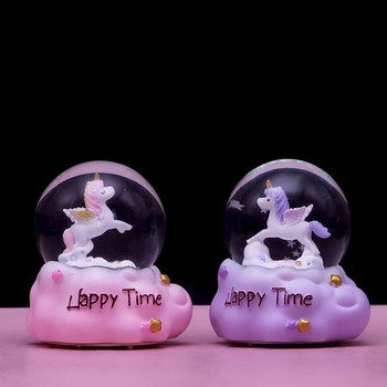 Ροζ χαριτωμένη κρυστάλλινη σφαίρα Φωτεινή, κουνιστό χέρι, στολίδια επιτραπέζιου υπολογιστή ρητίνης για κορίτσια, μπουτίκ δώρο Διακόσμηση σπιτιού Snow Globe Digimon