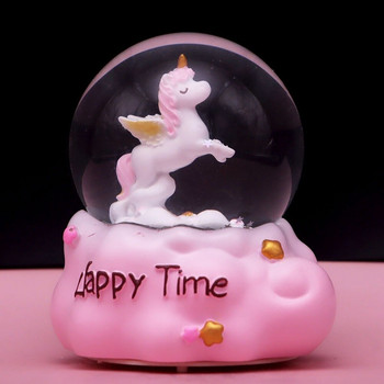 Ροζ χαριτωμένη κρυστάλλινη σφαίρα Φωτεινή, κουνιστό χέρι, στολίδια επιτραπέζιου υπολογιστή ρητίνης για κορίτσια, μπουτίκ δώρο Διακόσμηση σπιτιού Snow Globe Digimon