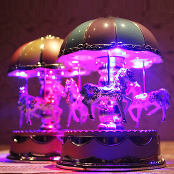 Μουσικό κουτί δώρο γενεθλίων με μπαταρία LED Carousel Δώρο γενεθλίων Unisex Διακόσμηση σπιτιού Παιχνίδι Πάρτι Δωμάτιο μωρού Γάμος Ρομαντικό επιτραπέζιο παιχνίδι
