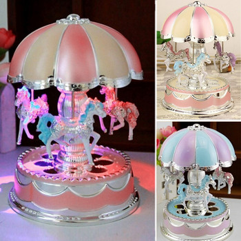 Μουσικό κουτί δώρο γενεθλίων με μπαταρία LED Carousel Δώρο γενεθλίων Unisex Διακόσμηση σπιτιού Παιχνίδι Πάρτι Δωμάτιο μωρού Γάμος Ρομαντικό επιτραπέζιο παιχνίδι