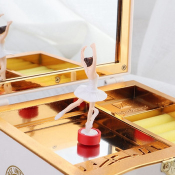 Класическа въртяща се танцьорка балерина пиано музикална кутия часовников механизъм пластмасова кутия за бижута момичета ръчна манивела музикален механизъм подарък