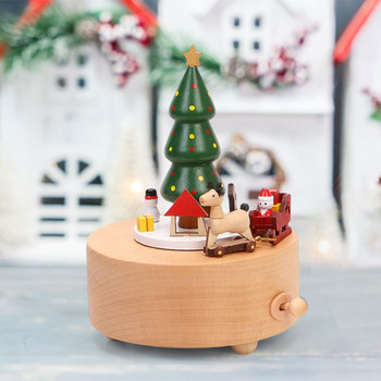 Музикална кутия Въртяща се дървена музикална кутия за парти Орнамент Детски подарък