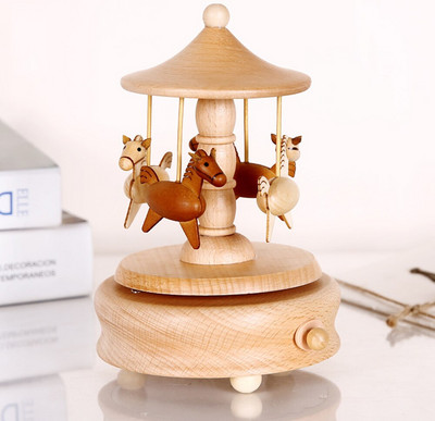 Vintage Wooden Hand Crank Music Box Castle In The Sky Theme Music Box Carousel Δώρο Χριστουγέννων Δώρο Χριστουγέννων Πακέτο Ξενοδοχείου Music Room