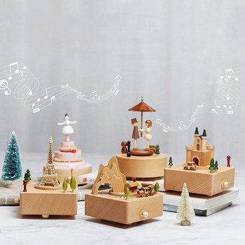 Μουσικά κουτιά καρουζέλ Ξύλινο άλογο κυκλικό καρουζέλ Μουσικό κουτί Πλαστικό χριστουγεννιάτικο δώρο Κουτί καρουζέλ αλόγων Διακόσμηση σπιτιού