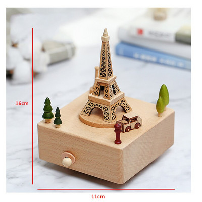 Glazbena kutija Drvena glazbena kutija Kućni kreativni vrtuljak od punog drva Rukotvorine Poklon za Valentinovo Kutija za darove Drveni vrtuljak