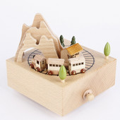 Vadonatúj fa kézi hajtókaros zenedoboz Sky City zenei téma körhinta zenedoboz a feleségemnek Halloween karácsonyi születésnapi ajándék