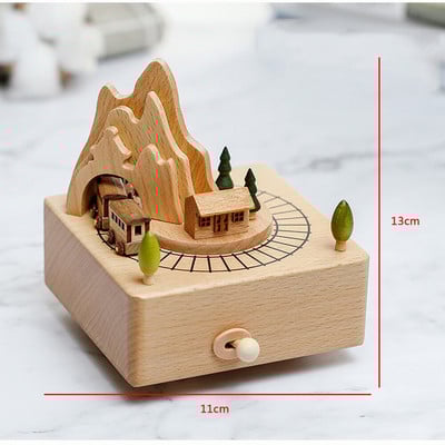 Vadonatúj fa kézi hajtókaros zenedoboz Sky City zenei téma körhinta zenedoboz a feleségemnek Halloween karácsonyi születésnapi ajándék