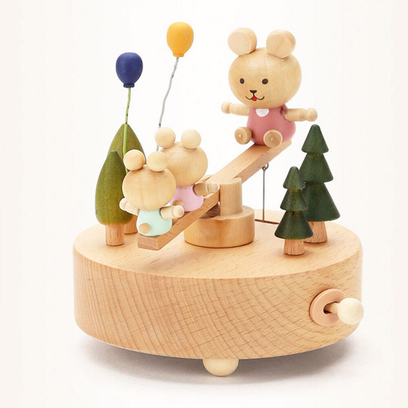 Vadonatúj fa kézi hajtókaros zenedoboz Sky City zenei téma körhinta zenedoboz a feleségemnek Halloween karácsonyi születésnapi ajándék