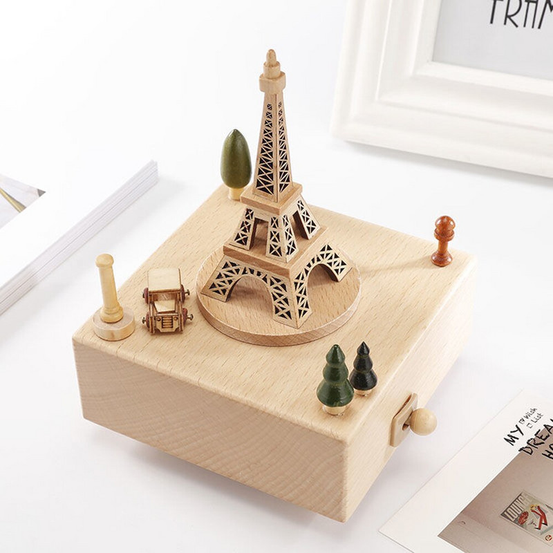 Vadonatúj fa kézi hajtókaros zenedoboz Sky City zenei téma körhinta zenedoboz a feleségemnek Halloween karácsonyi születésnapi ajándék