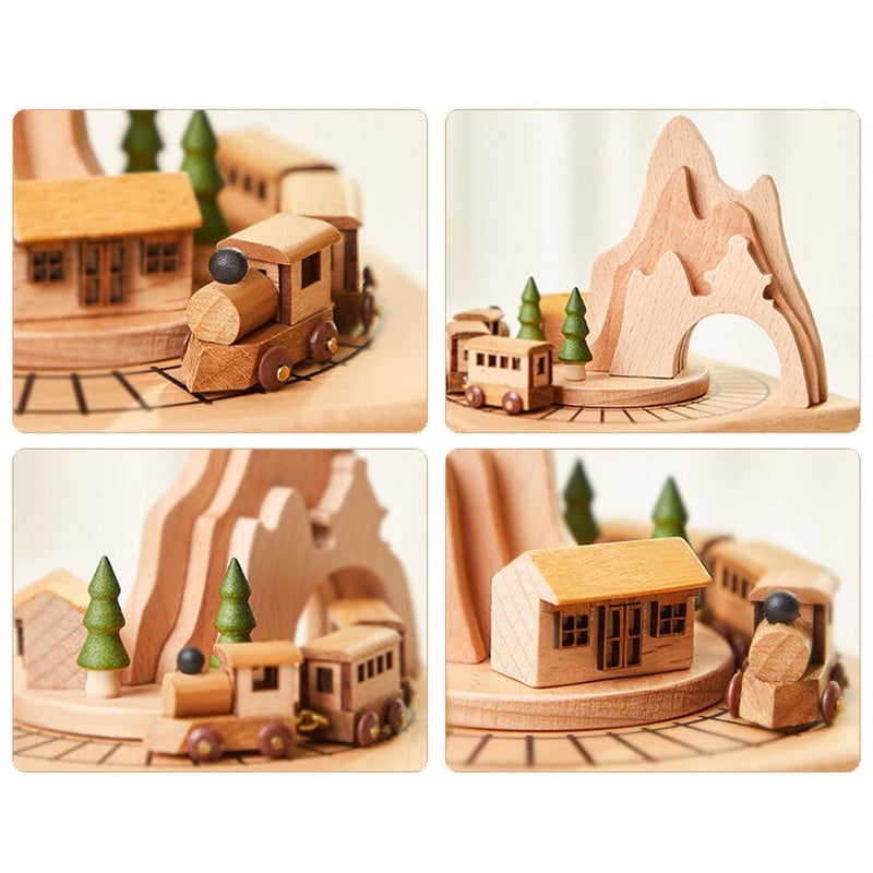 Vadonatúj fa kézi hajtókaros zenedoboz Sky City zenei téma körhinta zenedoboz a feleségemnek Halloween karácsonyi születésnapi ajándék