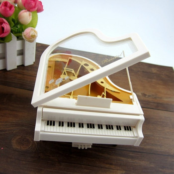Музикална кутия с форма на пиано Танцуваща балерина Пластмасова кутия за бижута Въртележка Ръчна манивела Музикална кутия Механизъм Подарък за Свети Валентин