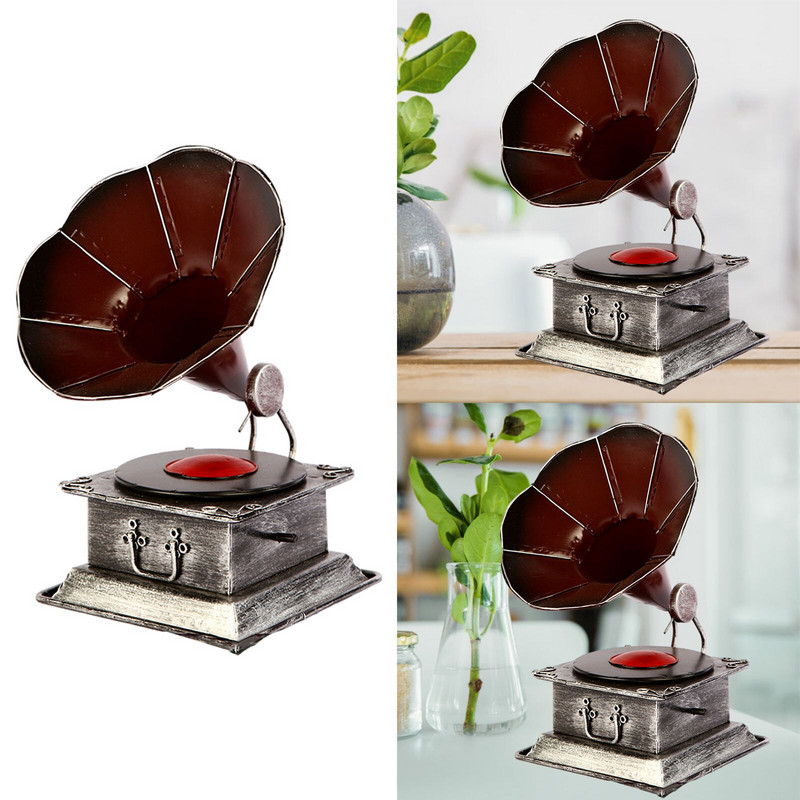 Ornament Clasic Fonograf Ornamente Afișare Gramofon Model Desktop Acasă Cafe Bar Living Room Decor Cadouri de inaugurare