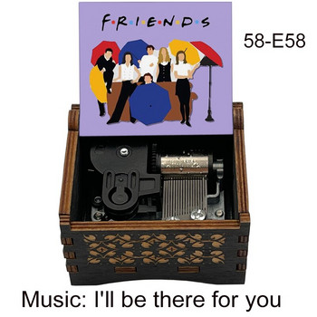 Sitcom Friends Wooden Music Box DIY Musical I Will Be There for You Mechanical Friendship Αναμνηστικό Χριστουγεννιάτικο Πάρτυ Πρωτοχρονιάς Δώρο