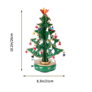 Кутия Коледна елха Ретро дървена висулка Класически качествен часовников механизъм Фигурка от три части Въртящи се кутии Реколта Мини
