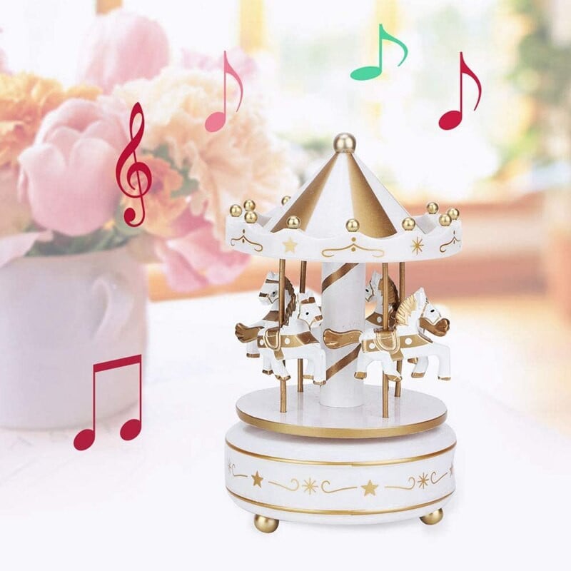 Music Box Merry Go Round Music Box szobadekorációk Forgatható felhúzható zenedoboz Legjobb ajándék fiúknak, lányoknak