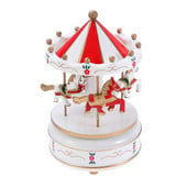 Boxcarousel Horse 3 fából készült ajándékok, Merry Go Round klasszikus óramű, musical, teljes luxus