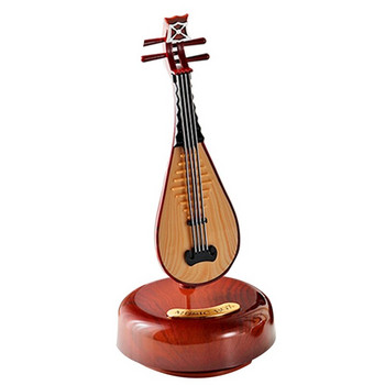 Музикална кутия за китайска лютня Класическа навиваща се въртяща се музикална кутия Въртяща се основа Инструмент Миниатюрен подарък Artware