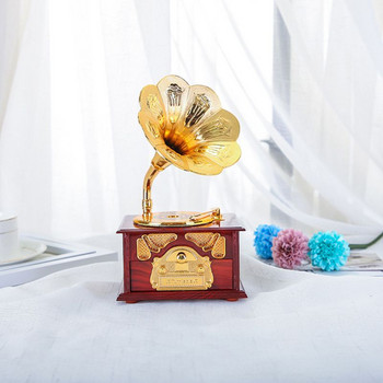 Ретро сгъваема класическа тромпетна рогна Грамофонна дискова музикална кутия Jewelr