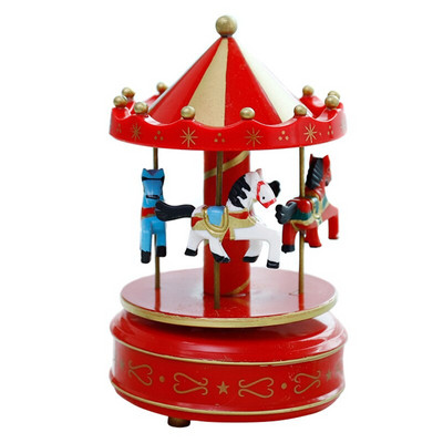 Romantic Carousel Horse Music Box Toy Artistic Wooden Carousel Music Boxes New Year Gift Home Decoration