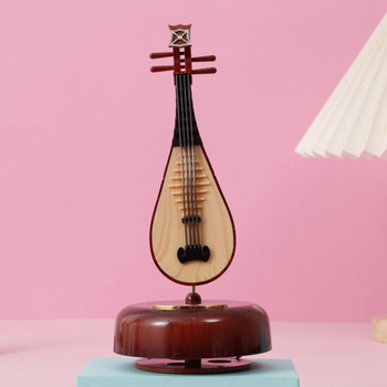 Музикална кутия за китайска лютня Класическа навиваща се въртяща се музикална кутия Въртяща се основа Инструмент Миниатюрен подарък Artware