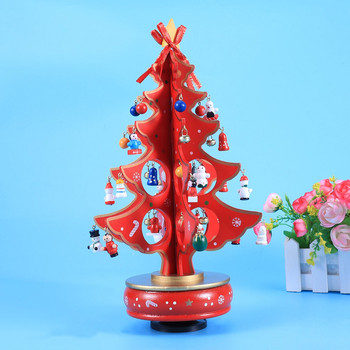 Κουτί Χριστουγεννιάτικο Δέντρο Ρετρό Ξύλινο Κρεμαστό Κλασικό Ποιοτικό κουρδιστό τριών τεμαχίων ειδώλιο Περιστρεφόμενα κουτιά Vintage Mini