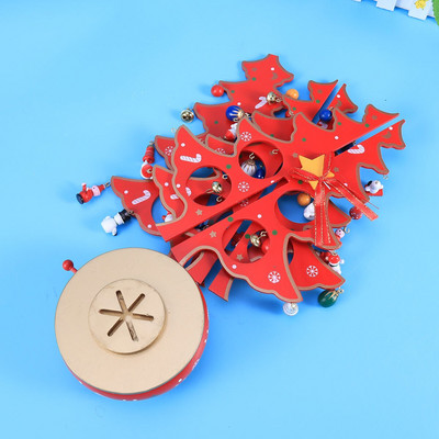 Doboz karácsonyfa Retro fa medál klasszikus minőségi óramű három darabból álló figura forgó dobozok vintage mini