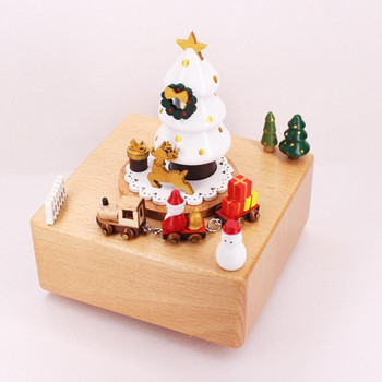 Дървена музикална кутия Дядо Коледа Коледна елха Влак Коледа Нова Година Ретро подарък за рожден ден Музикални кутии Домашен декор