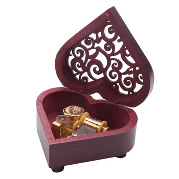 Креативна музикална кутия с ретро резбован механизъм във формата на сърце Музикална кутия за навиване Подарък за Коледа/рожден ден/Свети Валентин